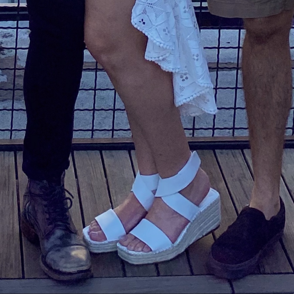 Franco Sarto White Carezza Espadrille Wedge Sandals Size 10